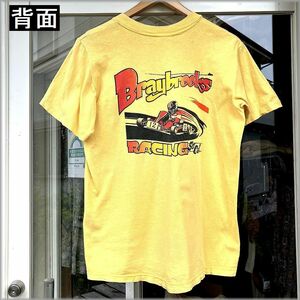 ★Stedman　80s　USA製　胸ポケット　プリント　Tシャツ　size M★検 ビンテージ 70s 90s 古着 カート レース アメリカ アメカジ