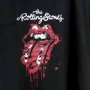 送込　The Rolling Stones　ダメージ風　ベロマーク　半袖Tシャツ　黒 Mサイズ