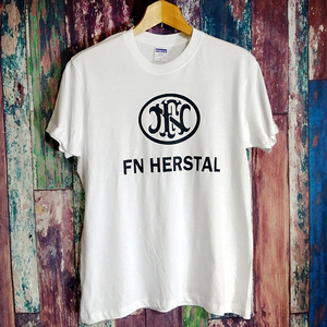 送込　FN HERSTAL　スカーL　ベルギー　FNハースタル　半袖Tシャツ　白　XLサイズ