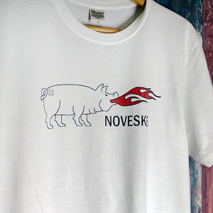 送込　NOVESKE　ノベスキー　N4　M4　ブタロゴ　半袖Tシャツ　白　XLサイズ