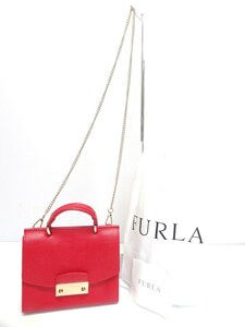 FURLA フルラ ジュリアミニ 2wayバッグ チェーンショルダーバッグ ダークチェリー ピンク ハンドバッグ 斜めがけ JULIA MINI ☆P