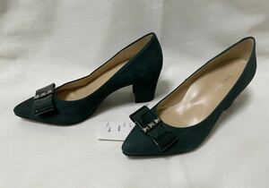 * new goods 21.5EE*BENEBISbene screw! ribbon combination pumps *green