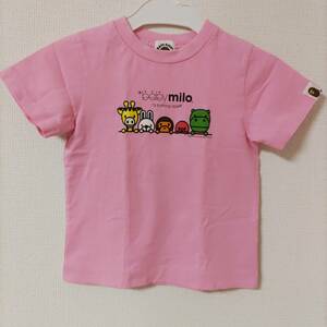 金タグ日本製ノーウェア!アベイシングエイプA BATHING APEキッズ半袖BAPE KIDSベビーマイロTシャツ100cmピンクPINKウサギ兎baby miloベイプ