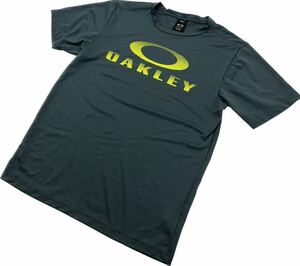 OAKLEY ☆ 人気◎ 速乾 Tシャツ ダークグリーン イエロー L ランニング 春夏 スポーツ トレーニング アスリート 定番 オークリー■S1910