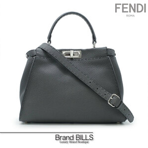 未使用品 FENDI フェンディ セレリア ピーカブー レギュラー ミディアム ハンドバッグ 2way 8BN290 アスファルト グレー バイカラーの画像1