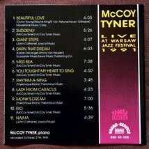 マッコイ・タイナー/ソロ・ピアノ/SOLO PIANO/ワルシャワ・ライヴ/コルトレーン：モンク：オリジナル曲:スタンダード曲/McCOY TYNER/1991年_画像3