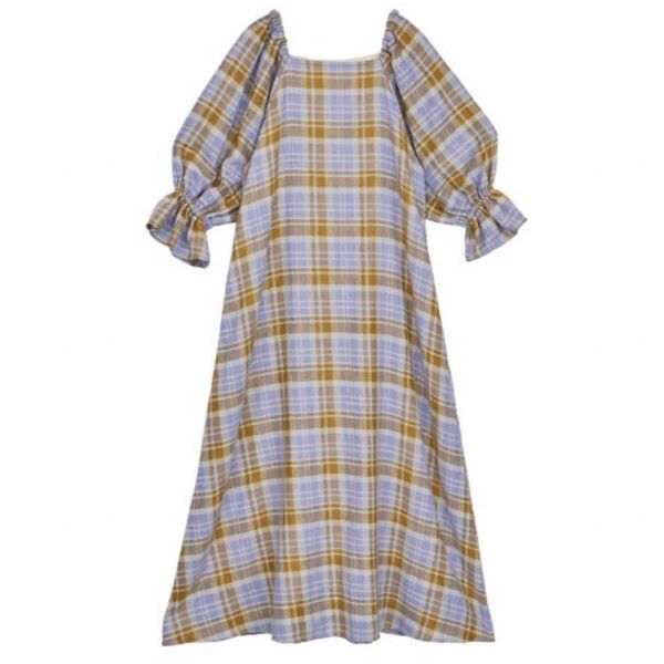 Ameri 新品 LACEY CHECK PUFF DRESS Ｓサイズ