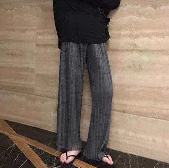 ワイドパンツplease 素材新発売人気シワにならない 美脚