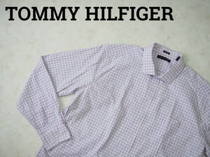 ☆送料無料☆ TOMMY HILFIGER トミーヒルフィガー USA直輸入 古着 長袖 チェック ホリゾンタルカラー シャツ スリムフィット メンズ 181/2