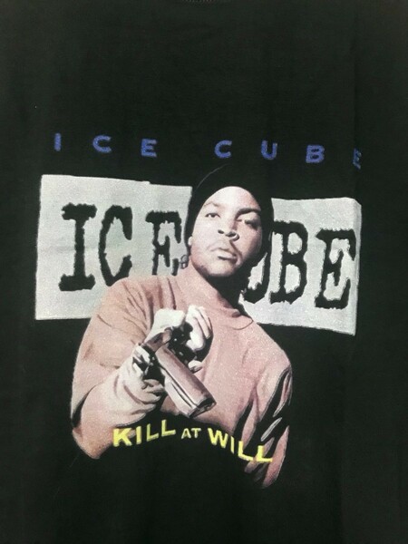 ice cube Tシャツ ヒップホップ ラッパー 90s hiphop rap n.w.a コンプトン ロサンゼルス LA ローライダー アイス・キューブ black 黒色