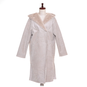 *470574 URBAN RESEARCH Urban Research * fake mouton boa coat hood double size F lady's beige 