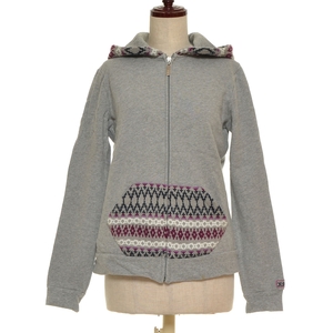 *391294 X-girl X-girl * knitted switch Zip up Parker sweat f-ti size 2 lady's gray total pattern 