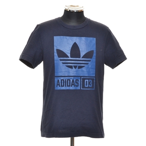 〇327939 adidas Originals アディダス オリジナルス ○Tシャツ ボックスプリントトレフォイルTシャツ 半袖 サイズM メンズ ネイビー