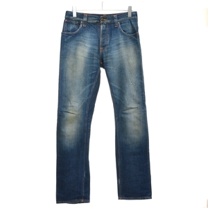 ●286064 Nudie Jeans co ヌーディージーンズ ●ダメージ加工ストレートジーンズ デニムパンツ HANK REY NJ3116 サイズ30 メンズ イタリア