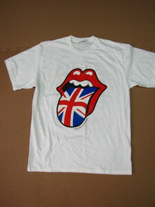 R844＊ROLLING STONES　ローリングストーンズ 2011年 Tシャツ XL位　イギリス　英国　ユニオンジャック コピーライト ホワイト　白　定番