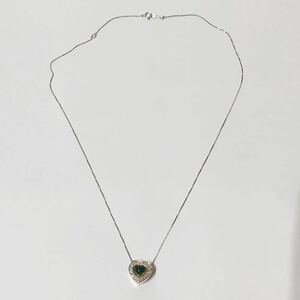  emerald diamond Heart pendant necklace 40cm K18WG 750