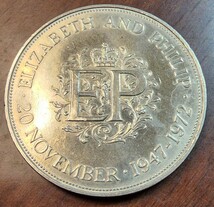 英国 イギリス 1947-1972年 ブリティッシュクラウン コイン エリザベス女王 結婚記念 記念硬貨 銀婚式 フィリップ王子_画像2