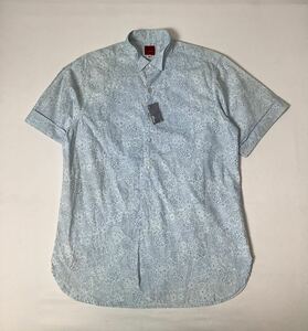 ( не использовался ) NEPENTHES NY Nepenthes // USA производства короткий рукав peiz Lee рисунок Wing цвет рубашка ( голубой серия ) размер M