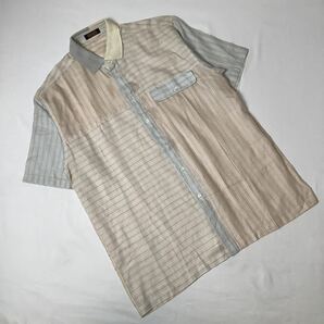 (未使用) ARAMIS アラミス // 半袖 リブ衿 麻混 コットン シャツ (ペールピンク系)サイズ Lの画像5