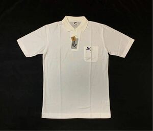 (未使用) PUMA プーマ // 半袖 ロゴマーク刺繍 ポロシャツ (白) サイズ L