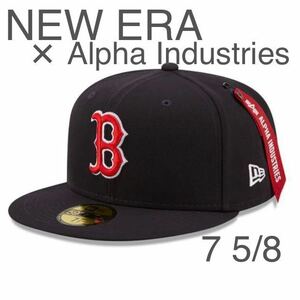 59FIFTY NEW ERA・MLB・Alpha Industries トリプルコラボ ニューエラ M 5950 ALPHA D1 BOSRED 7 5/8 BOSTON Red Sox レッドソックス