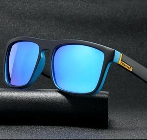 偏光サングラス UV400紫外線カット デザインサングラス　ブルーミラー　ケース付き！