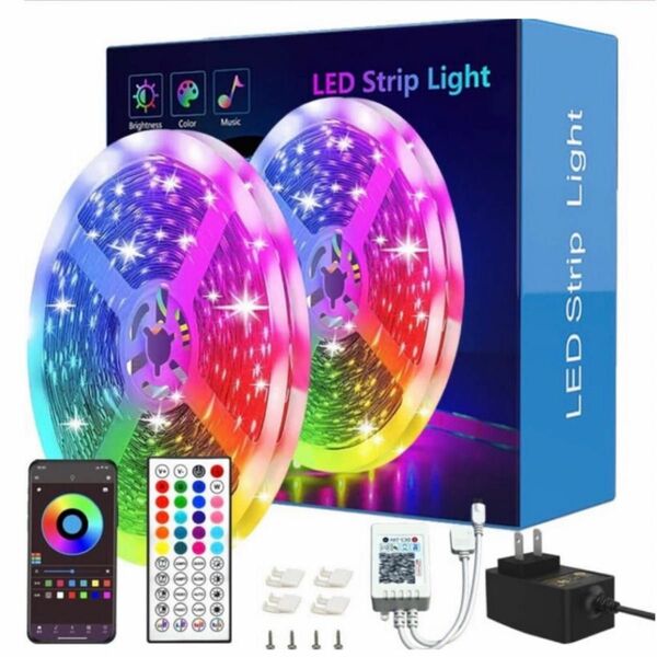 【再入荷　限定1個】LEDテープライト　RGB テープライト DIY マルチカラー 1600万色　屋内用 リモコン付き　5m