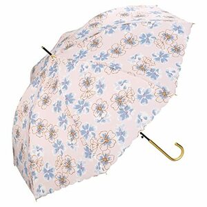 Wpc. 雨傘 ラナンキュラス ピンク 長傘 58cm レディース 晴雨兼用 ジャンプ傘 大きい 花柄 パステルカラー 大人可愛い フチ スカラップ
