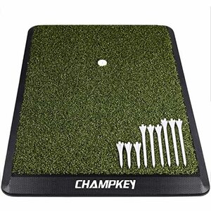 CHAMPKEYプレミアム33cmx42cmゴルフ打撃マットボールトレイ付き| ヘビーデューティーラバーバッキングゴルフ練習マット|