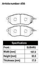 アクレ ブレーキパッド ZZC フロント用 レガシィツーリングワゴン BR9 H22.5～H24.5 NA 4WD 2.5i Sパッケージ B型～ 2.5L 標準18インチ車_画像2