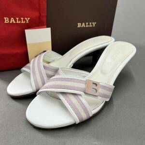 BALLY　　カーフレザー/ファブリック　クロスストラップミュール　　50mm　　EU39/US81/2　　Made in Italy　　美品　中古品