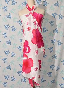 * free shipping * hibiscus pattern pareo * salon * plumeria * new goods *W07 pink 