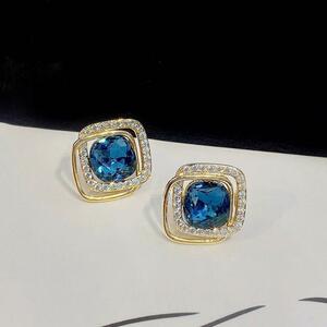 N1650 青い宝石のピアス レディース 大人気 シルバー925 /青