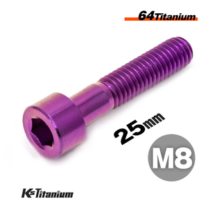 チタンボルト M8×25 P1.25 パープル 1本売り 64チタン キャップボルト スレッド 20mm バイク レストア パーツ