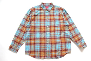 (M)Supreme Plaid Flannel ShirtシュプリームプラッドフランネルシャツRust