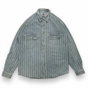 リーバイス シャツ 長袖 ストライプ LEVIS 古着 メンズ M デニム生地 ユーロ ワーク