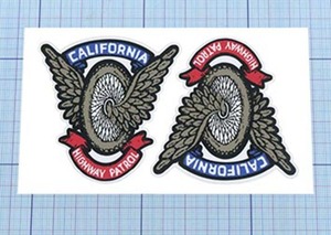 ** Wing highway Patrol * small sticker ** star article flag color Ver. left right approximately 7cm×2 sheets set ( white frame including )