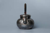 純銀保証 蔵六居造 鳳凰口湯沸 銀瓶 時代物 古美術品 煎茶道具 _画像3