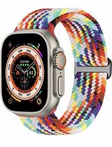 編組ソロループ Apple Watch バンド 38mm 40mm 41mm 42mm 44mm 45mm 49mm 女性用男性用 伸縮性アップルウォッチ弾性ナイロン バンド2本_画像2