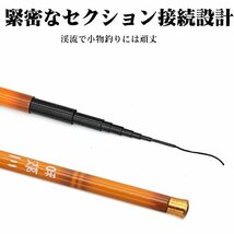 SANLIKE 渓流竿 ロッド 釣り竿 カーボン繊維素材 超軽量 伸縮式 仕舞寸法43cm 持ち運び便利 初心者にも適用_画像3