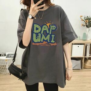 Tシャツ レディース 夏 ゆったり 半袖 トップス 通勤 カジュアル 英文字 丸首 薄手 可愛い SLUB122(6色M-2XL)