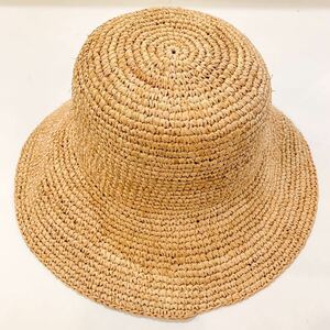【新品未使用】Ocean&Ground オーシャン&グラウンド 帽子 麦わら帽子 ラフィア 54cm シンプル ベージュ ガーリー UV対策 紫外線対策 女の子