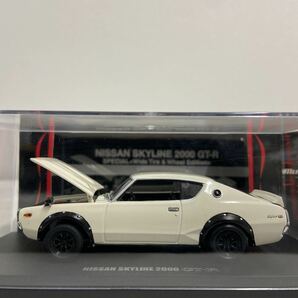 京商 1/43 NISSAN SKYLINE 2000 GT-R KPGC110 Wide Wheel 日産スカイライン ケンメリ ホワイト ワタナベホイール 旧車 ミニカー 国産名車の画像7