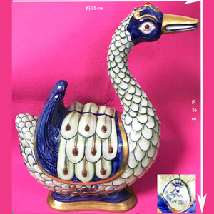  Италия производства [ распроданный ]Porcellane Artistiche/duck* вода птица * утка / золотая краска произведение искусства * керамика украшение ( длина примерный 36cm× ширина примерно 25cm) б/у товар 