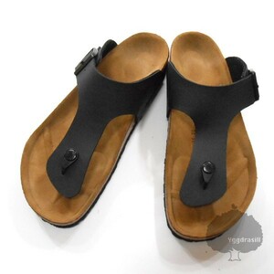 YGG■新同 BIRKENSTOCK ビルケンシュトック トング サンダル シューズ 41 黒 靴 ブラック