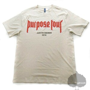 YGG★H&M purpose tour 2016 オーバーサイズ Tシャツ M ベージュ ジャスティンビーバー エイチアンドエム メンズ