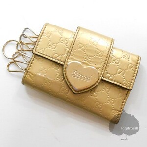 YGG* подлинный товар GUCCI Gucci микро GG чехол для ключей Gold Heart чехол для ключей золотой серия 