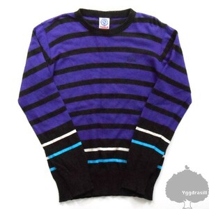 YGG* Frank Lynn Marshall border knitted tops S purple black FRANKLIN&MARSHALL men's purple black 