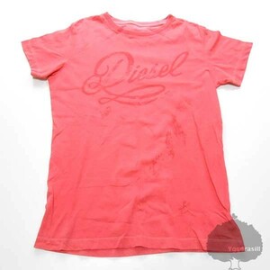 YGG★DIESEL ディーゼル Tシャツ ピンク系 フロント ロゴ S 半袖 メンズ トップス レッド コットン
