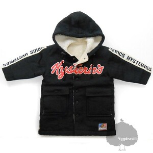 YGG★ヒステリックミニ ボア コート ジャケット 黒 95 ヒスミニ hysteric mini アウター 子供服 キッズ ブラック 男 女 ユニセックス